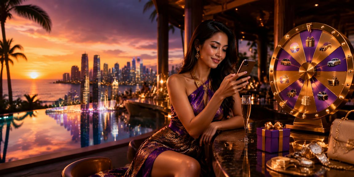 Meja roulette casino outdoor dengan pemandangan pantai tropis yang menenangkan di Vietnam
